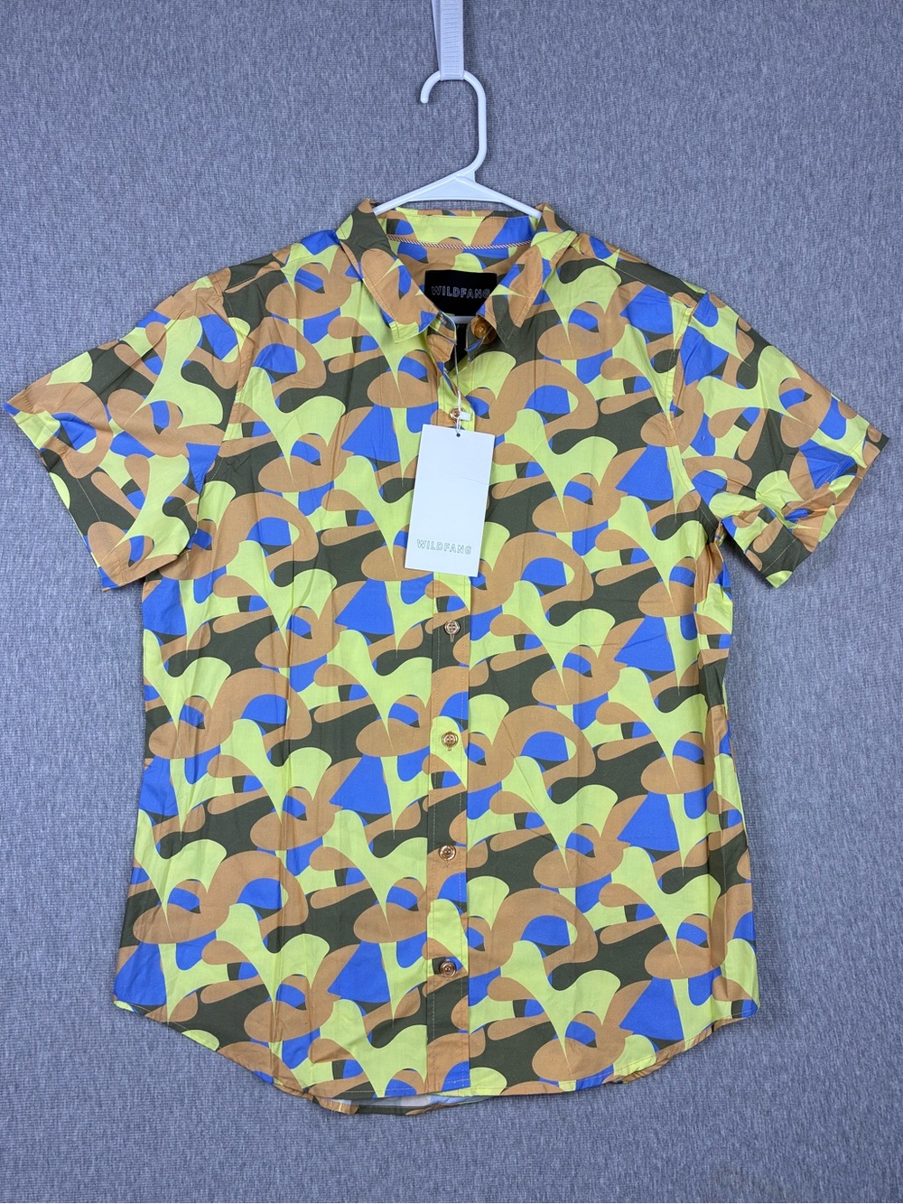 Wildfang The Essential Short Sleeve Button Up - featuring a vibrant neon camo